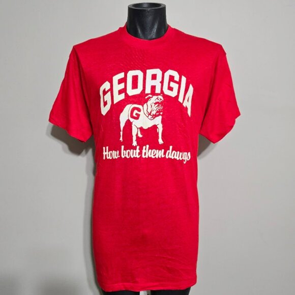 Vintage Georgia Bulldogs T Shirt XL NOS 80s how bout them dawgs Uga College Tee - Picture 1 of 6